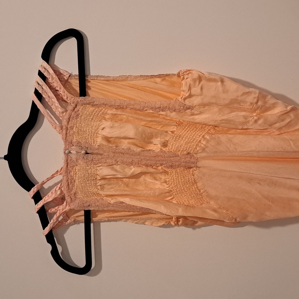 1930s 100%silk peach gown / slip dress